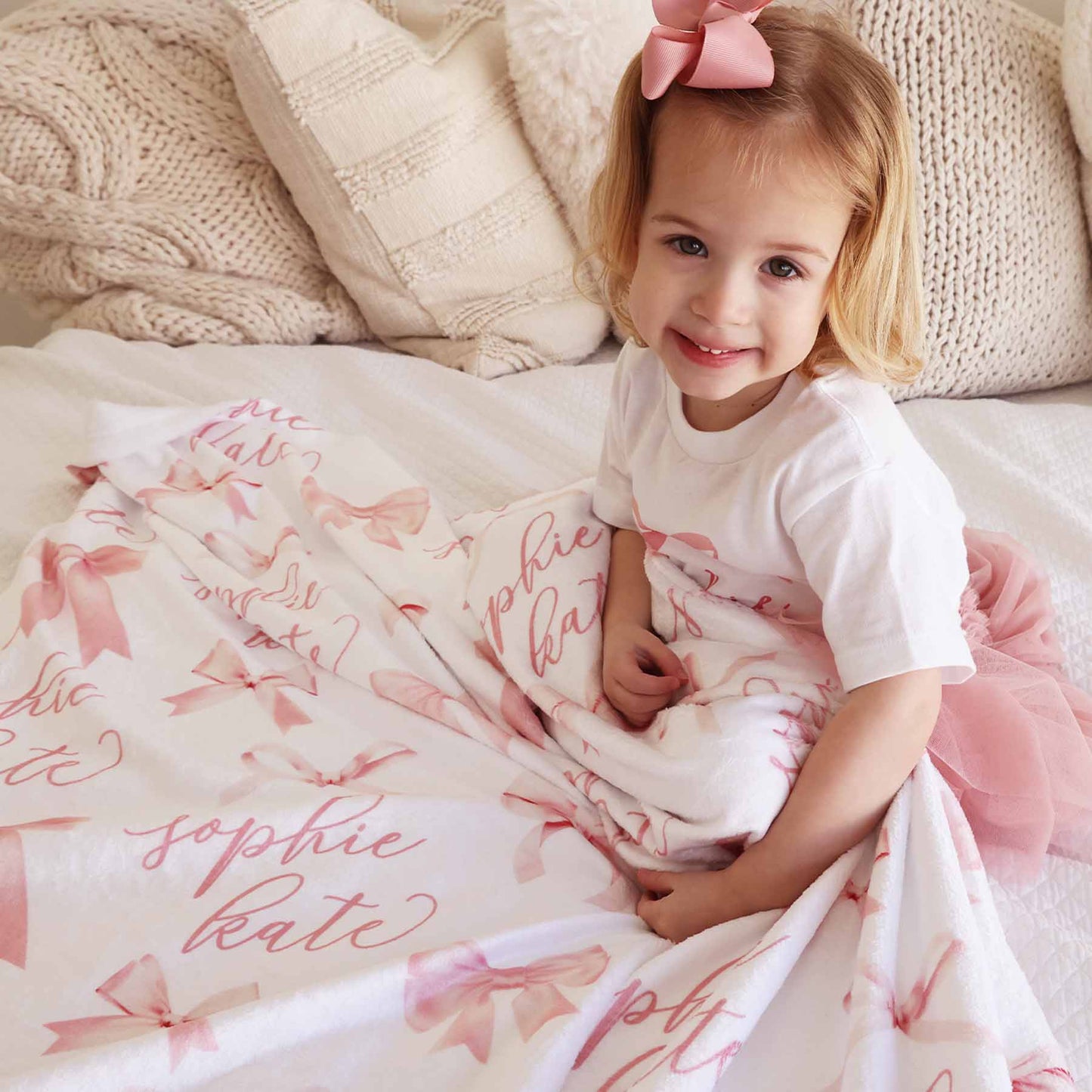 Bow Personalized Kids Blanket