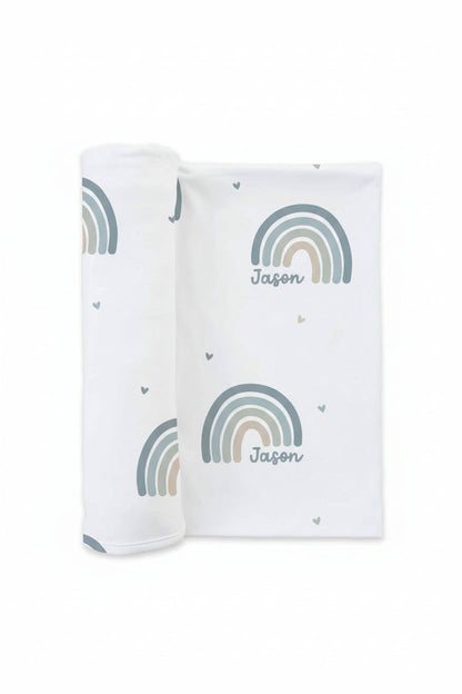 Boy Rainbow Personalized Baby Name Swaddle
