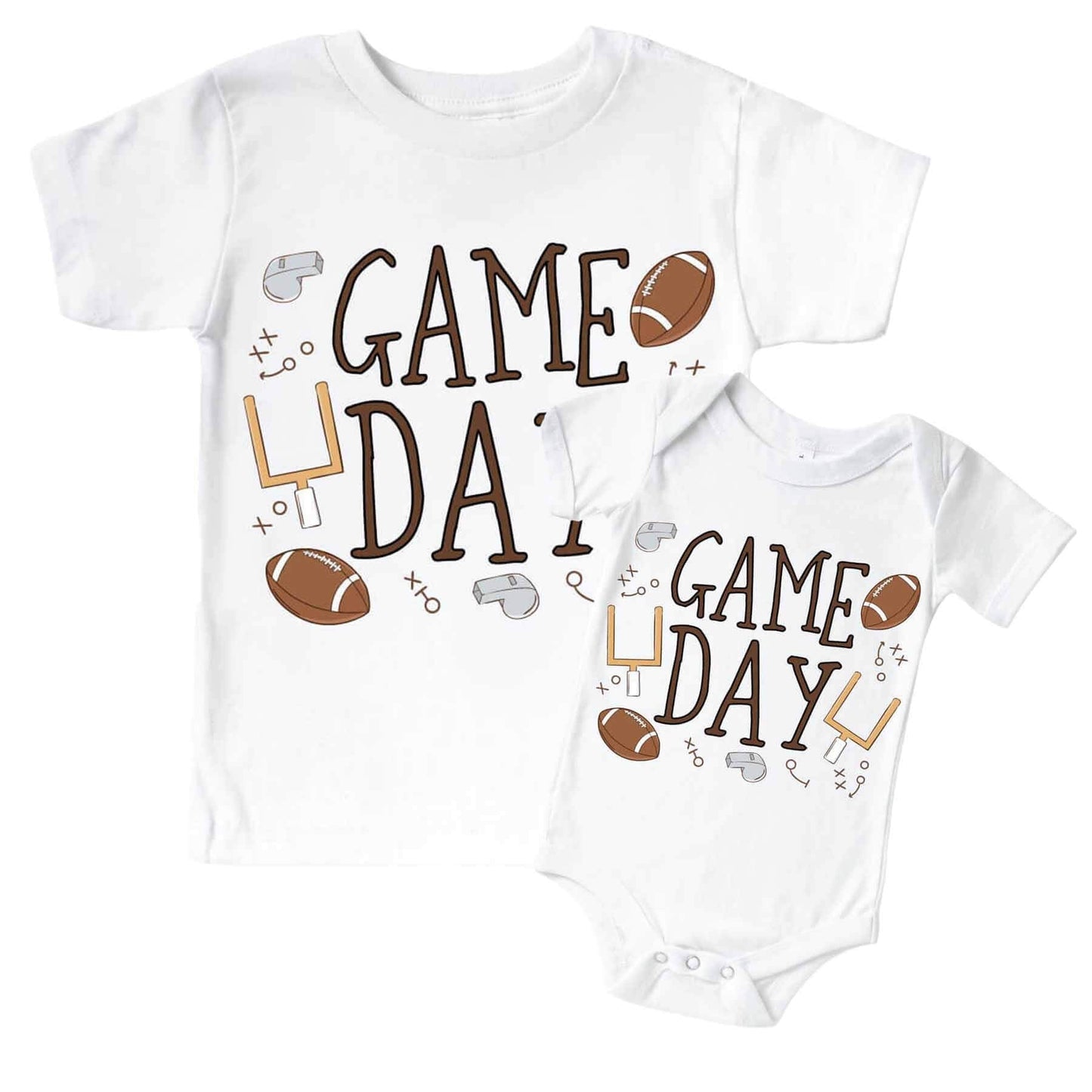 Game Day Neutral Graphic Bodysuit & Kids Tee | White