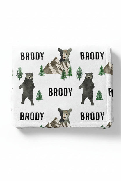 Brody's Bear & Mountain Personalized Toddler Blanket