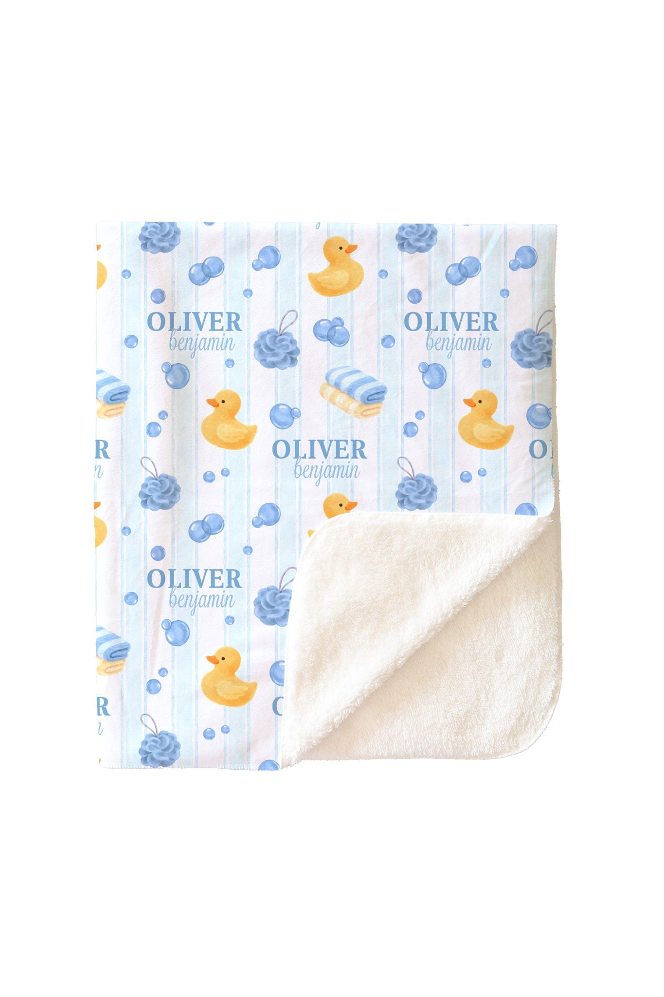 Personalized Kids Blanket | Bubble Duckies Blue