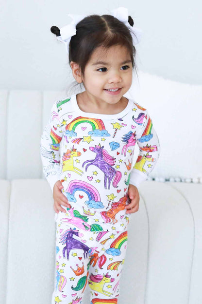 Colorable Two Piece Pajama Set | Enchanted Unicorns