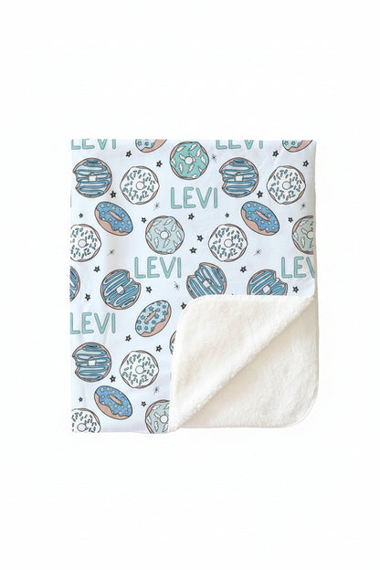 Donut Shop Personalized Kids Blanket | Blue