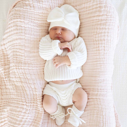Knit Sweater & Lace Bloomer Set | Dove