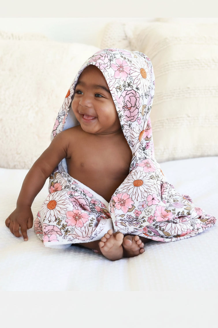 Bamboo Hooded Towel | Purple Floral
