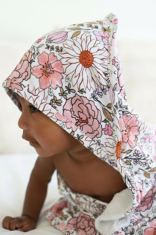 Bamboo Hooded Towel | Purple Floral