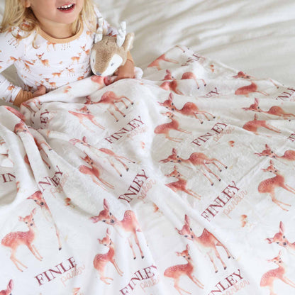 Friendly Fawns Personalized Kids Blanket