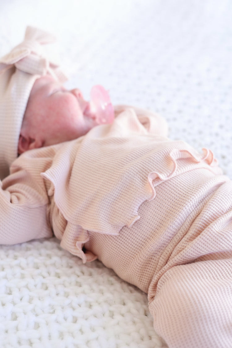 2pc Waffle Crossover Top & Bottom | Pink Fawn