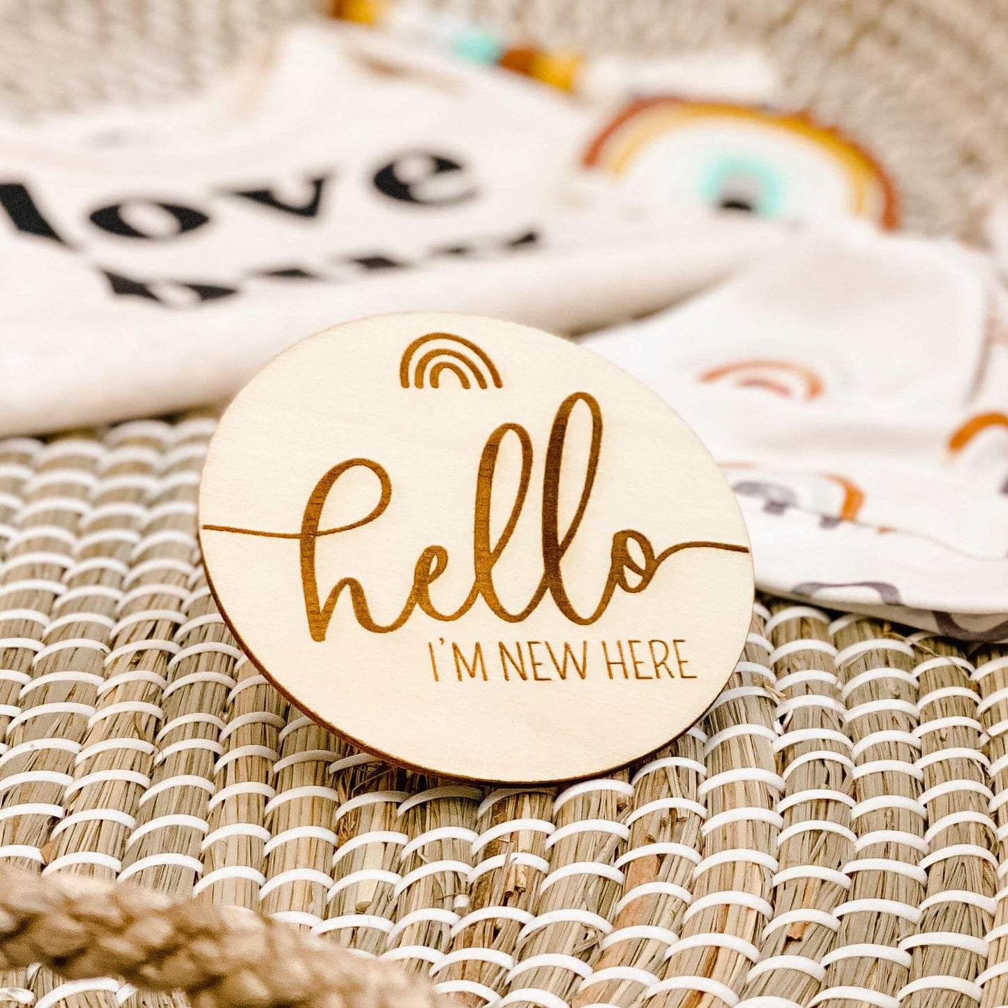 Hello I'm Here Wood Announcement | Rainbow