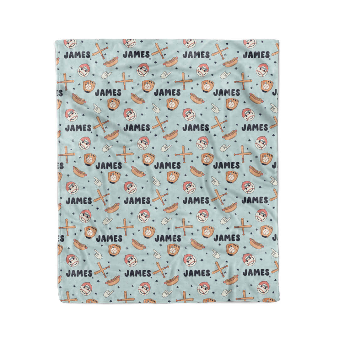 Home Run Personalized Kids Blanket