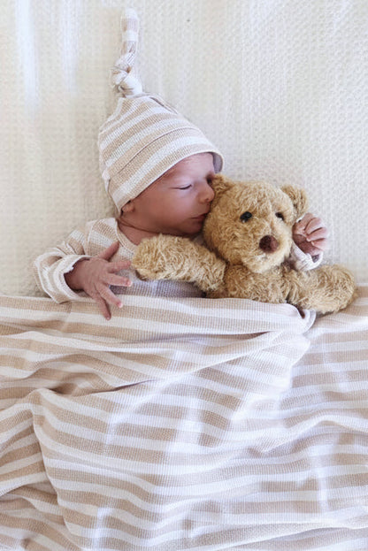 Latte Stripes Bamboo Waffle Oversized Swaddle Blanket