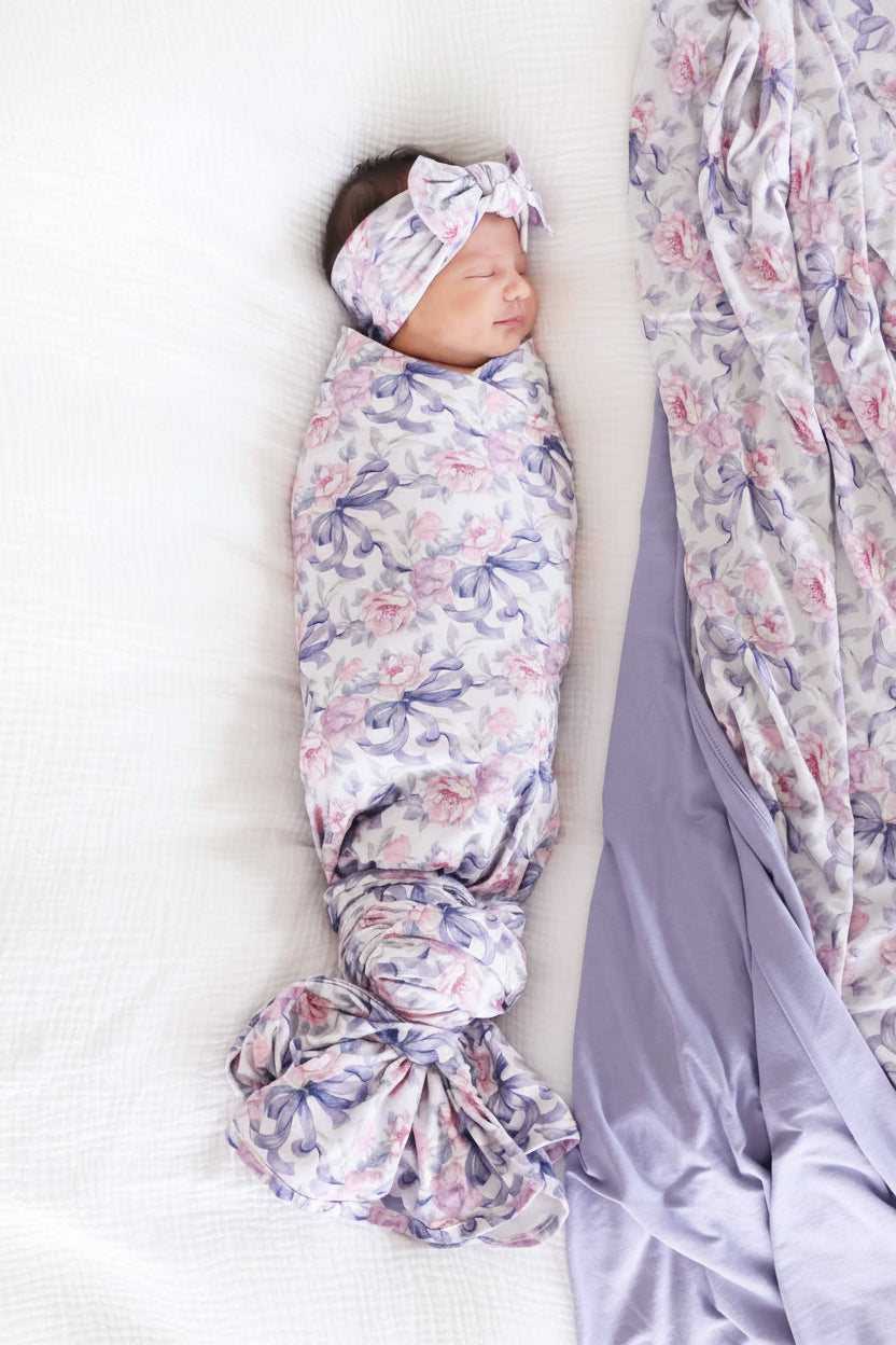Leighton's Lavender Knit Large Bow Headwrap