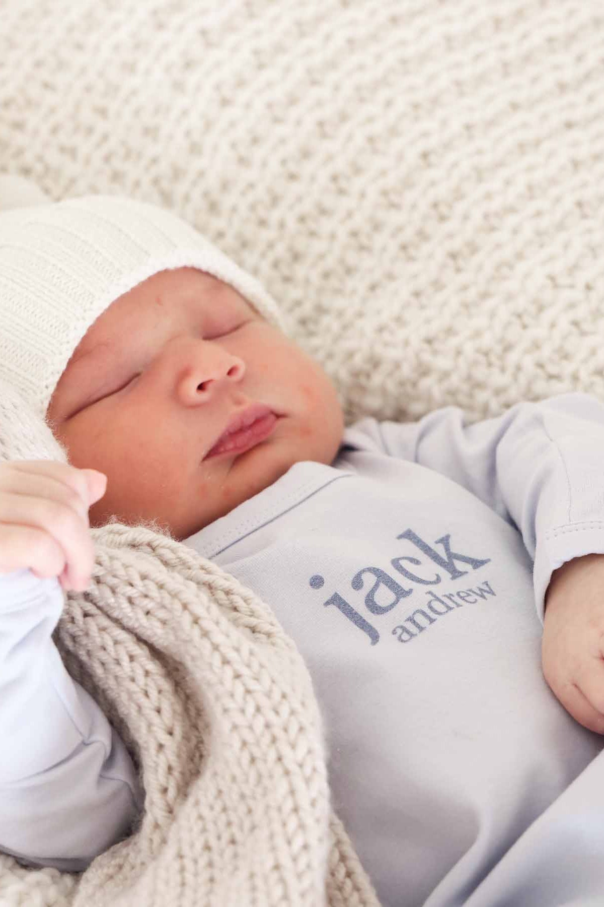 Personalized Full Length Snap Romper | Light Blue