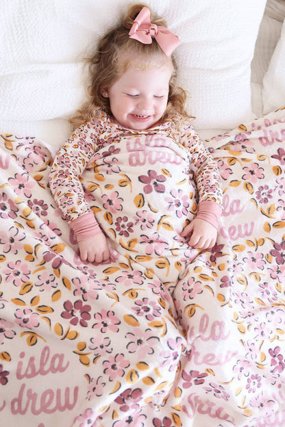 Mauvelous Meadow Personalized Kids Blanket