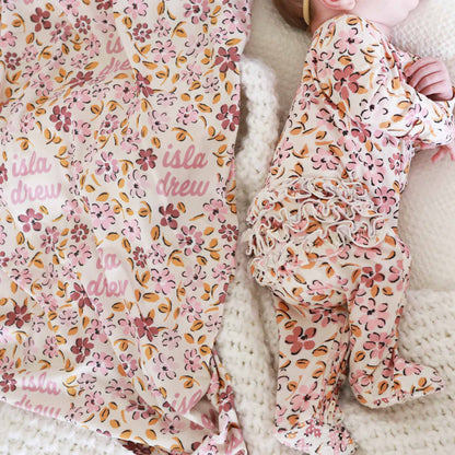 Mauvelous Meadow Personalized Swaddle Blanket