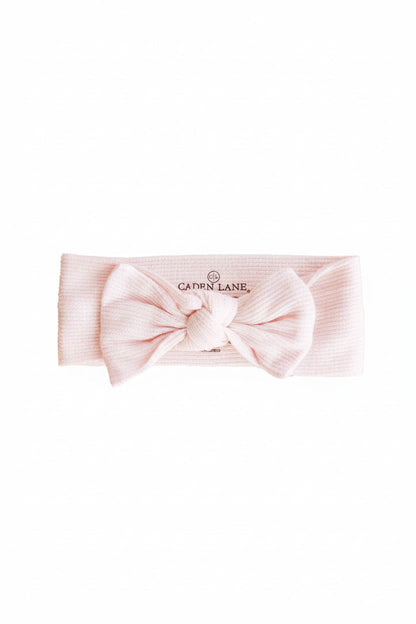 Pearl Pink Bamboo Waffle Knit Large Bow Headwrap