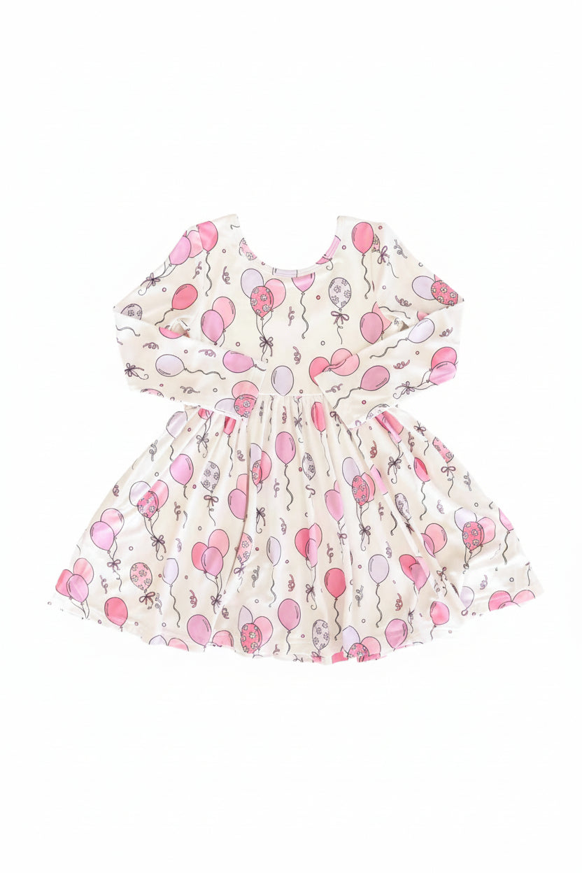 Girls' Long Sleeve Twirl Dress | Party Time Pink