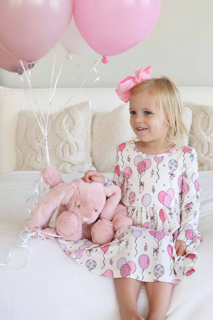 Girls' Long Sleeve Twirl Dress | Party Time Pink