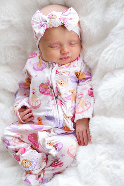Knit Large Bow Headwrap | Poolside Pups Pink