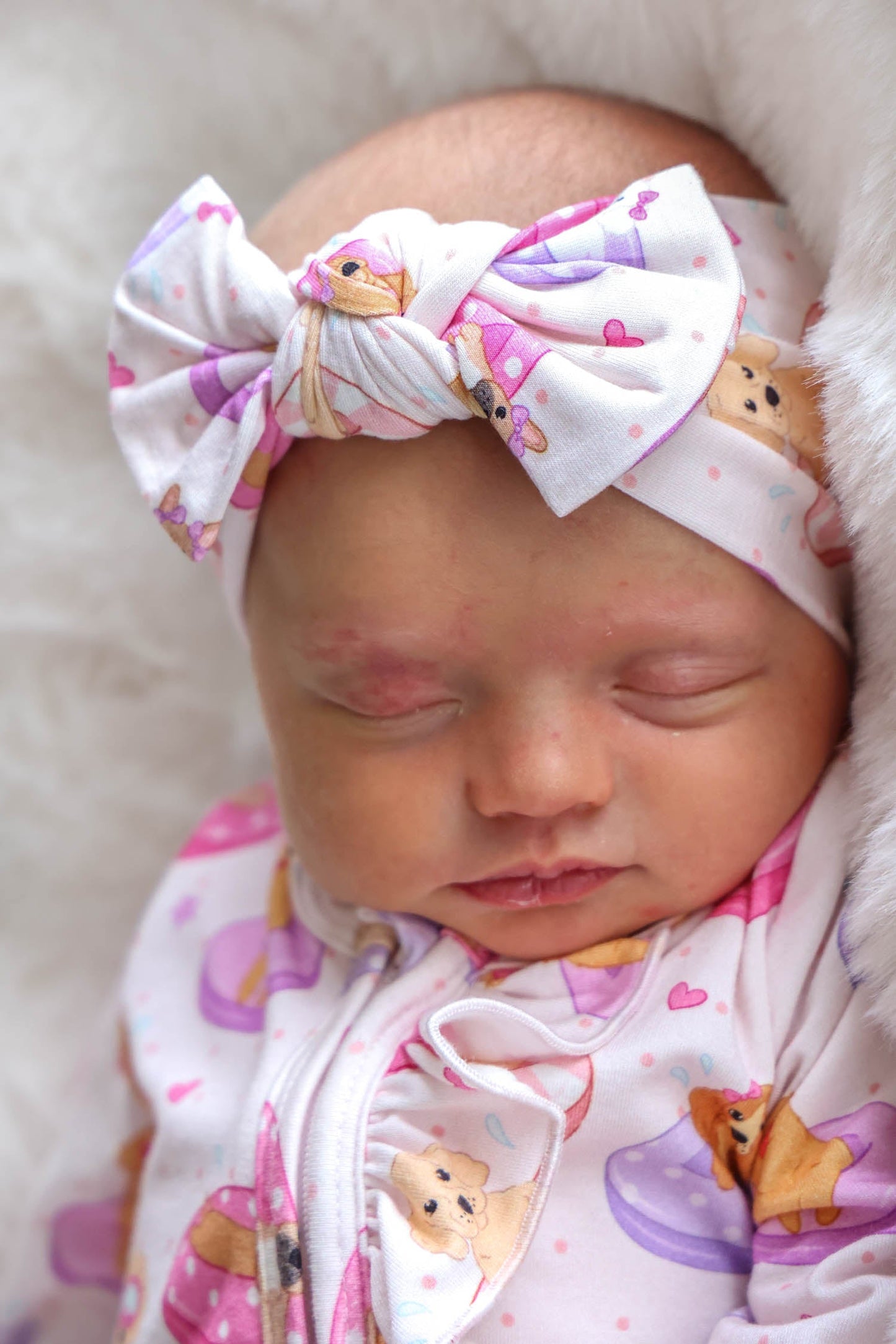 Knit Large Bow Headwrap | Poolside Pups Pink
