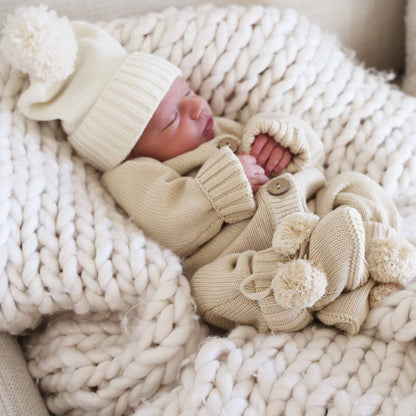 Knit Sweater Button Romper | Sand