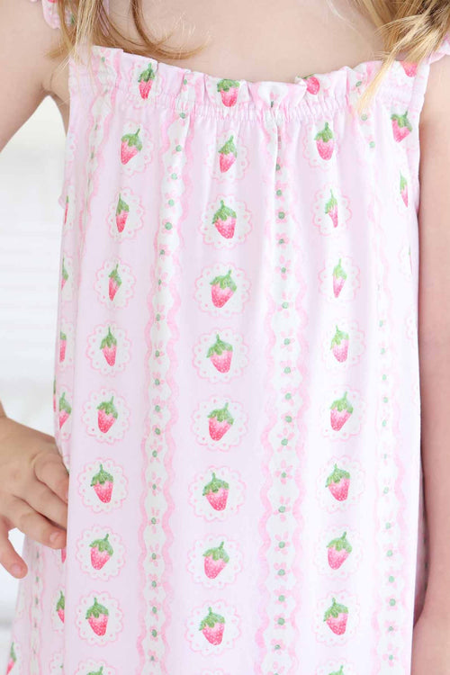 Girls' Full Length Ruffle Nightgown | Berry Sweet