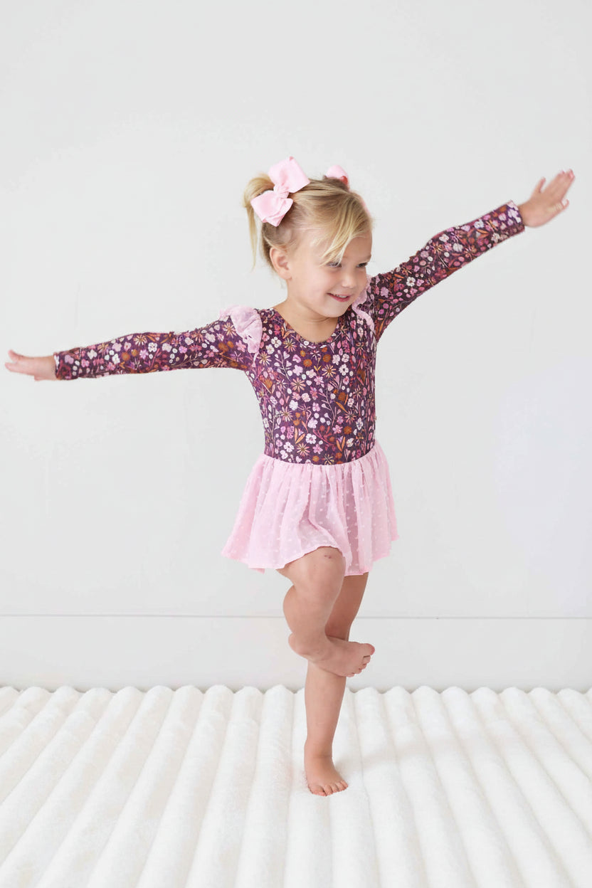Long Sleeve Swiss Dot Leotard | Sugar Plum