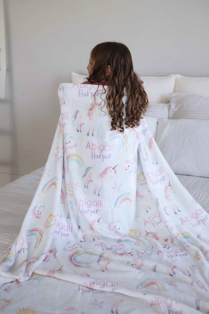 Magical Unicorns Personalized Kids Blanket