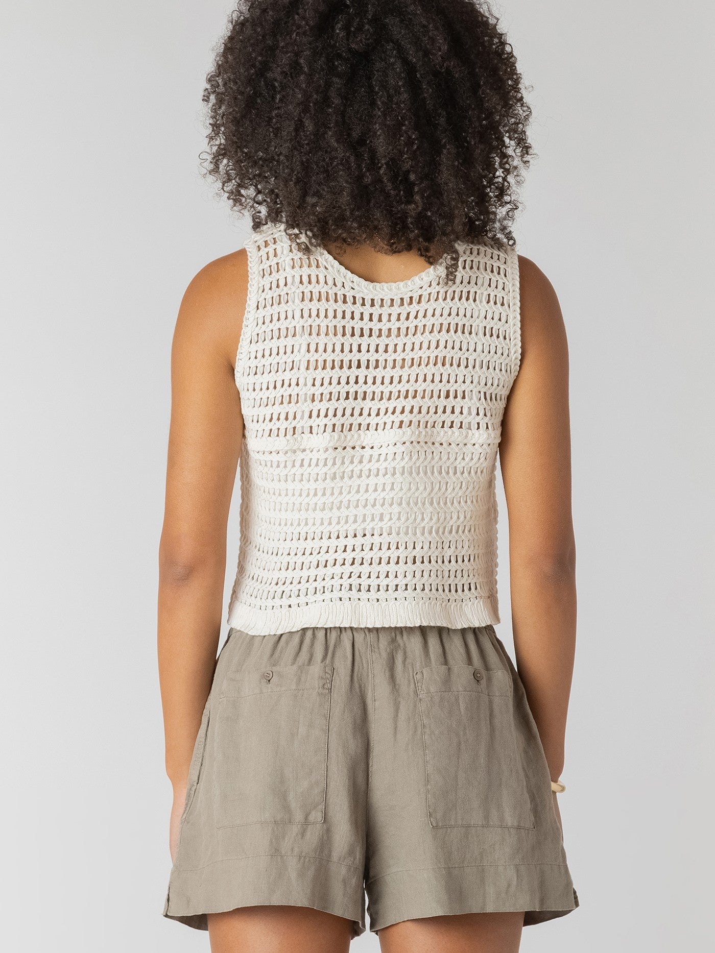 ROOM 34 Crochet Buttoned Vest