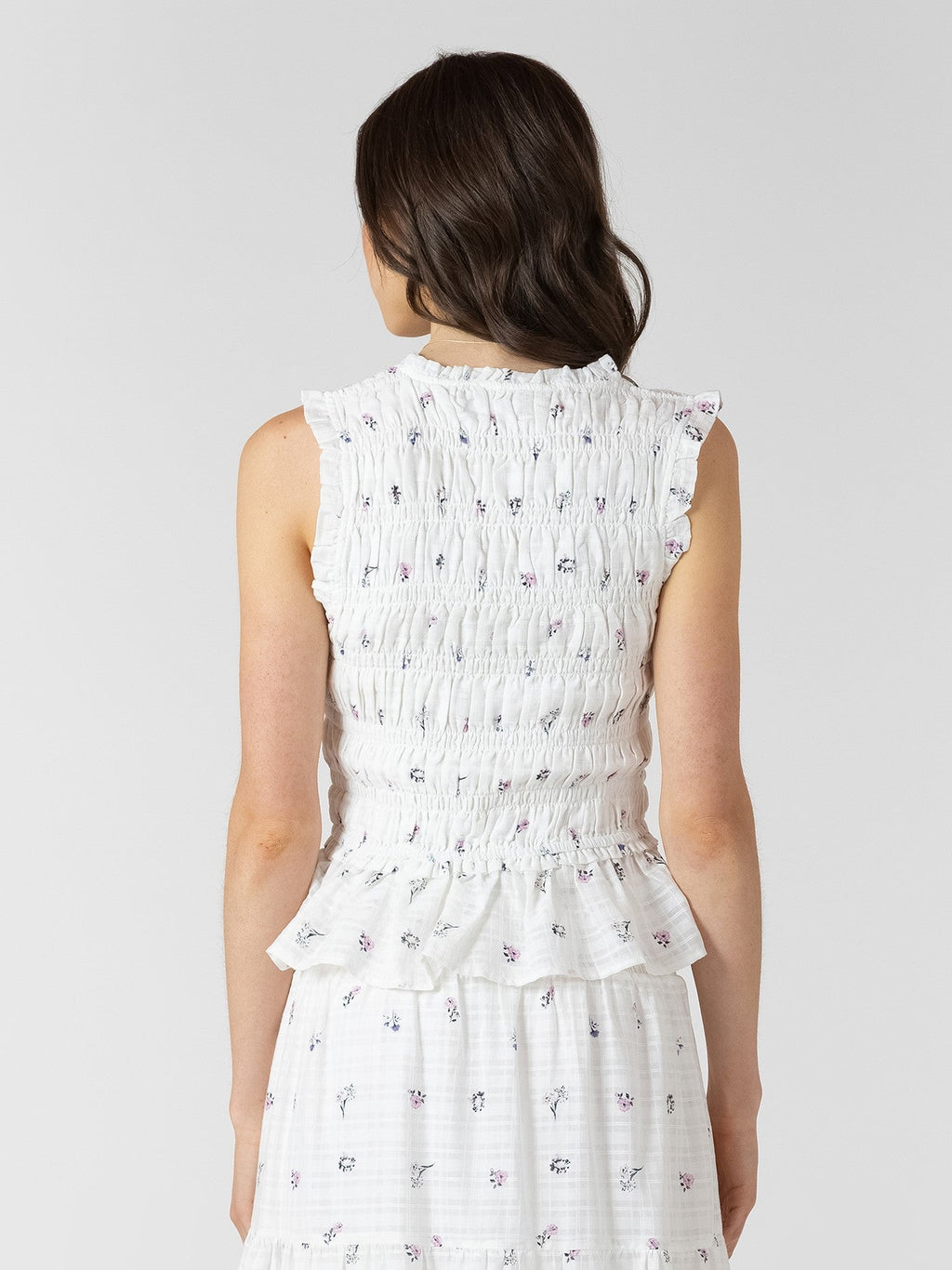 DEX Smocked Tie Front Top