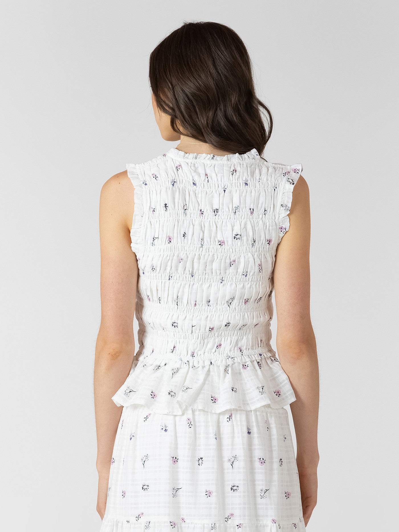 DEX Smocked Tie Front Top